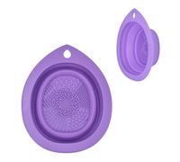 Foldable Silicone Makeup Brush Cleaner Mat Bowl - Portable Cleaning Tool for Makeup Brushes, Sponges, Powder Puffs & Oil Painting Brushes(Purple)