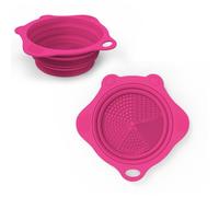 Foldable Silicone Makeup Brush Cleaner Pad Bowl, YalsFTY Portable Mat Scrubber Cleaning Tool for Makeup Brushes (Rose)