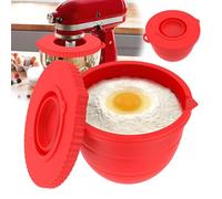 Foldable Silicone Mixer Bowl Liner with Lid, Compatible with KitchenAid Tilt-Head 5 Qt Stand Mixer, Dishwasher, Fridge & Microwave Safe Non-Stick Insert(Gules)