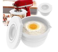 Foldable Silicone Mixer Bowl Liner with Lid, Compatible with KitchenAid Tilt-Head 5 Qt Stand Mixer, Dishwasher, Fridge & Microwave Safe Non-Stick Insert(White)
