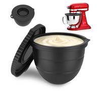 Foldable Silicone Mixer Bowl Liner with Lid, Compatible with KitchenAid Tilt-Head 5 Qt Stand Mixer, Dishwasher, Fridge & Microwave Safe Non-Stick Insert(Black)