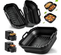 Foldable Silicone Mould for COSORI Turboblaze 5.5L/6L/6.2L, 3 Pieces Air Fryer Accessory for Philips 2000 Series 6.2L (NA230/00), Reusable Hot Air Fryer Basket Non-Stick, BPA Free