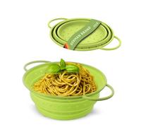 Foldable silicone strainer by Coolinato®, space saving, easy to clean and suitable for the dishwasher, Green, 24 cm