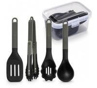Foldable Silicone Utensils 4PC, Portable Camping Set w/Case