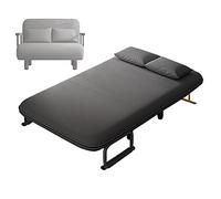 Foldable Single Sofa Bed with 5-Level Adjustable Backrest Cotton-Linen Fabric Reclining Chair with Foam Mattress for Home & Office (Gray 100x70x80cm)