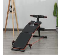 Foldable Sit Up Bench Core Workout Fitness Home Gym Trainer w/ Arm Pulling Rope HOMCOM Black One Size