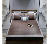 Foldable Sleeping Mat, Cooling Mattress Pad, Double-Sided Rattan Design, Ice-Silk Material, Non-Slip Strap, Ideal for Summer Bedding