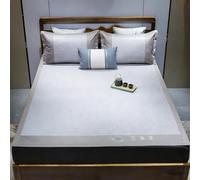 Foldable Sleeping Mat, Cooling Mattress Pad, Double-Sided Rattan Design, Ice-Silk Material, Non-Slip Strap, Ideal for Summer Bedding