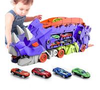 Foldable Sliding Dinosaur Truck | Dinosaur Truck Toys for Kids - Toddler Toy for Kids 3-6, Foldable Race Track Toy with Die-cast Cars, Car Playset