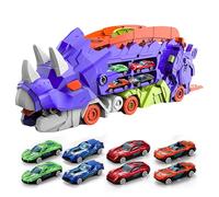 Foldable Sliding Dinosaur Truck | Dinosaur Vehicle Truck Toy, Toys for Toddler, Foldable Sliding Transport with Track and Die-cast Cars, for Kids 3-6