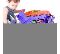 Foldable Sliding Dinosaur Truck, Transport Dinosaur Truck Toy, Kids Transport for 3-6 Years Old, Carrier with Foldable Sliding Race Track and Die-cast Cars