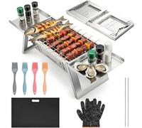 Foldable Small Bbq Charcoal Grill, Mini Portable Barbecue Grill With 4-Level Heat Control, Camping Essentials Outdoor Tabletop Bbq, Barbecue Smoker For Picnic Garden Terrace Travel