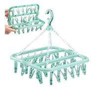 Foldable Sock Dryer With 32 Clips Laundry Drying Hanger For Socks Underwear Green