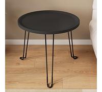 Foldable Sofa Side Table, Round Coffee Table, No Assembly Needed, Stable Load Support, Ideal for Small Living Rooms, Apartments, and Lounges (Black)