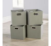 Folding Non Woven Soft Grey Square Storage Utility Box Fabric Cube 4pc Basket