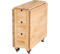 Foldable Solid Wood Dining Table with Wheels 6 8 Seater Kitchen Set with 1 Table & 8 Chairs - Ideal for Family Gatherings & Smals Space Saving Design