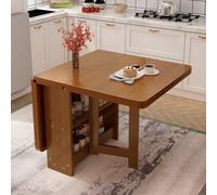 Foldable Solid Wood Kitchen Table with Drop-Leaf and Storage, Versatile Desk for Kitchen, Living Room, Office, White, 120 x 80 cm, Space-Saving Furniture
