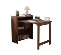 Foldable Solid Wood Table with Square Frame - 90-Degree Design, Space-Saving, Corner Desk with Shelves for Living Room, Study, Bedroom, Home Office, Computer Desk
