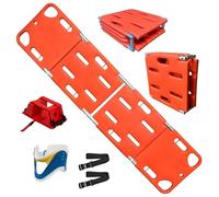 Foldable Spine Board Stretcher Kit with Head Immobilizer And Neck Brace, PE 2-Fold/4-Fold Water Floating Stretcher, First Responder Backboard for Hospitals/Clinics/Families/Sports Fields,4 Folds