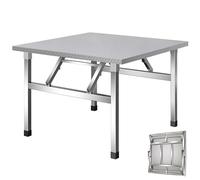 Foldable Square 304 Stainless Steel Table for Home Kitchen Outdoor Camping BBQ Restaurant - Portable 35.4"x35.4"x28.3" Workbench Easy Setup & Durable Design