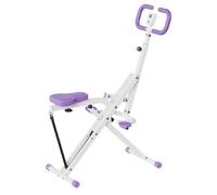 Foldable Squat Assist Trainer, Rowing Machine Exercise Equipment w/Adjustable Resistance, Home Gym Training Machine for Arm, Glute & Leg Workout (White)