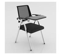 Foldable Stackable Mesh Conference Chairs with Writing Desk Tablet Arm Nesting Seating Ergonomic Metal Frame Ideal for Offices & Meetings (Nero)