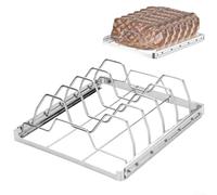 Foldable Stainless Steel Large Rib Rack for BBQ Grill, 5-Slot Barbecue Rack for Back & for Spare Ribs, Space-Saving Outdoor Cooking Accessory, 24.2 x 22