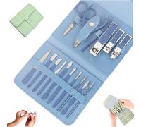Foldable Stainless Steel Nail Clipper Set,Portable Professional Nail Clippers Travel Accessories for Thick Nails Men Women (blue)