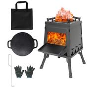 Foldable Stainless Steel Rocket Stove Adjustable Pot Stand Full Accessories | 16 Air Vents Low Smoke Wood Burning Camp Stove, Multi-Fuel Split Design, Tool-Free Disassemble For Backpacking Emergency