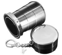 Foldable Stainless Steel Travel Mug, Portable Foldable Water Bottle with Leak-proof Cap, Lightweight and Compact for Camping, Hiking and Commuting, Durable Metal, Silver, 7.8 x 7.8 x 8.5 cm (Medium)