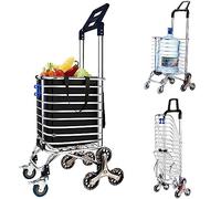 Foldable Stair Climbing Shopping Cart with 8 Wheels, 360° Rotating Handle, and Cover for Easy Warehouse and Market Transport
