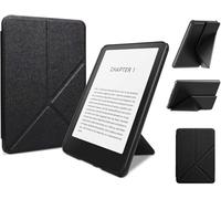 Foldable Stand Case For 7 Inch Kindle Paperwhite 12th Gen 2024 and Kindle Colorsoft Signature Edition, Slim Light PU Leather Shell Cover With Auto Wake/Sleep & Multi-Viewing Angles (Black)