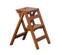 Foldable Step Ladder, Portable Wooden Step Stool for Living Room, Kitchen, Office, Study - High Decorative Chair