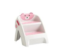 Foldable Step Stool for Bathroom Sink, Adjustable 2 Step Stool for Kids Toilet Potty Training Stool with Handles, Child Kitchen Counter Stool Helper, Plastic Ladder for Toddlers (Pink)