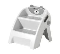 Foldable Step Stool for Bathroom Sink, Adjustable 2 Step Stool for Kids Toilet Potty Training Stool with Handles, Child Kitchen Counter Stool Helper, Plastic Ladder for Toddlers (Gray)