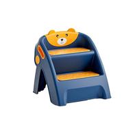 Foldable Step Stool for Bathroom Sink, Adjustable 2 Step Stool for Kids Toilet Potty Training Stool with Handles, Child Kitchen Counter Stool Helper, Plastic Ladder for Toddlers (Blue)