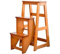 Foldable Step Stool Shelf - 3-Tier Multipurpose Pine Wood Storage Rack for Bedroom Shoe Bench Flower Stand (Color: Orange Size: 77 * 58 * 3 cm)