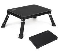 Foldable Step Stool with 3-Step Height Adjustable, Step Ladder with 10" x 15" Non-Slip Platform, Foldable One-Step Stool Ideal for Kitchen, Bathroom, RV, Camping, Office, Living room (Deep Black)