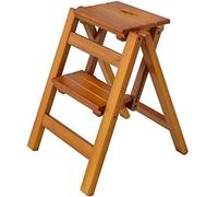 Foldable Step Stool Wooden Ladder Chair Pine Wood Folding Stool Plant Stand Home Kitchen Library Versatile Shoe Rack Space-Saving Design