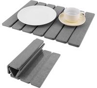Foldable Stone Dish Drainer Mat,Non-Slip Reusable Diatomite Drying Mat,Fast Absorbent Drying Mat,Roll Up Stone Dish Drying Mat,Sink Tray Mat for Kitchen Counter,Sink,Dishes,Pots,Plants(Grey,40x30cm)