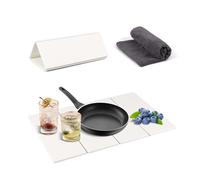 Foldable Stone Kitchen Mat 60x39cm Quick-Dry Super Absorbent Dish Drying Mat with Towel Ideal for Coffee Machines Dishes and Cups