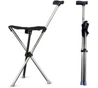 Foldable Stool with Cane Bases Cane with Seat Foldable Walking Cane for Travel Lightweight Balancing 330 lbs Walking Stick Unisex for Elderly 2-in-1 Lightweight Cane & Stool