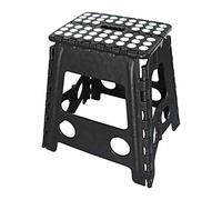 Foldable Stool with Handle | Folding Step Stool | for Kids Adults | Kitchen Garden Bathroom | Portable Collapsible Stepping Stool (Large - Black)