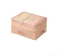 Foldable Storage Bag with Clear Lid for Clothes Quilts and Seasonal Items Large Capacity Organizer Sturdy Twill Fabric Space Saving Under Bed Closet(S pink)