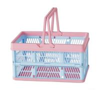 Foldable Storage Basket 20L Collapsible Plastic Crate(Medium-Blue Pink) | Collapsible design, saves space when folded, 20L capacity, for ideal for home organization, easy storage