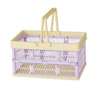 Foldable Storage Basket 20L Collapsible Plastic Crate(Medium-Purple Yellow) | Collapsible design, saves space when folded, 20L capacity, for ideal for home organization, easy storage