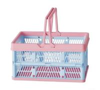 Foldable Storage Basket 20L Collapsible Plastic Crate(Small-Blue Pink) | Collapsible design, saves space when folded, 20L capacity, for ideal for home organization, easy storage
