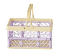 Foldable Storage Basket 20L Collapsible Plastic Crate(Small-Purple Yellow) | Collapsible design, saves space when folded, 20L capacity, for ideal for home organization, easy storage