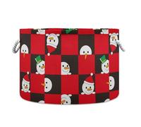 foldable storage baskets 20"x13.9" Cute Snowman Square Black Red Christmas collapsible unit organizing (prop4) for room shoe gift Round
