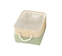 Foldable Storage Baskets Flax Dirty Clothes Storage Baskets Solid Color Desktop Cosmetic Organize Box Rope Handle Organize Box (Color : Green Basket, Size : S 31x21x16cm)